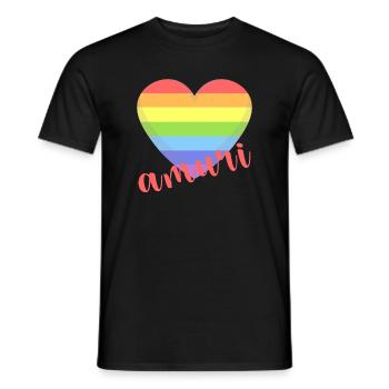t-shirt amuri gay lgbt heart love love Liebe amor - Men's T-Shirt - black - Front - AI Model Male 178 light (178cm)