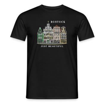 Rostock, Ostsee, Deutschland, Zeichnung - Männer T-Shirt - Schwarz - Vorne - AI Model Male 178 light (178cm)
