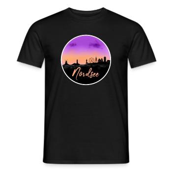Nordsee Fineline Skyline - Männer T-Shirt - Schwarz - Vorne - AI Model Male 178 light (178cm)