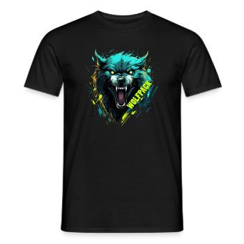 Masque de Loup Néon - T-shirt homme - noir - Devant - AI Model Male 178 light (178cm)