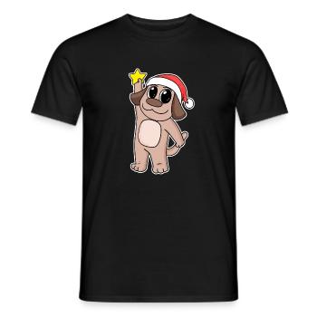 Hund Weihnachten - Männer T-Shirt - Schwarz - Vorne - AI Model Male 178 light (178cm)