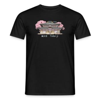 Nara Todai-ji, Patrimoine de l’Humanité, Temple au Japon Dessin - T-shirt homme - noir - Devant - AI Model Male 178 light (178cm)