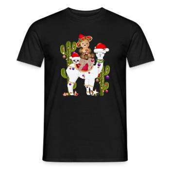 Christmas in Mexico Alpaca, Sloth and Bear - Men's T-Shirt - black - Front - AI Model Male 178 light (178cm)
