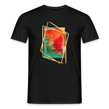 Fusion abstraite avec des hexagones vibrants - T-shirt homme - noir - Devant - AI Model Male 178 light (178cm)