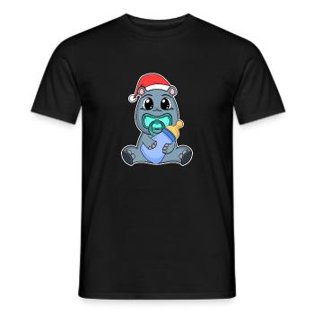 Hippopotame Bébé Noël - T-shirt homme - noir - Devant - AI Model Male 178 light (178cm)