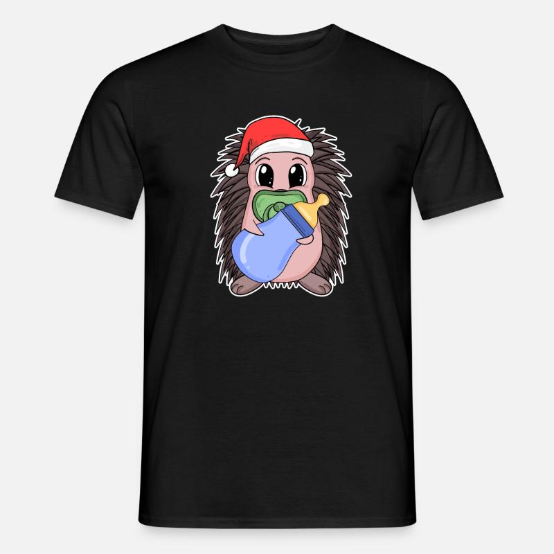 Hérisson bébé Noël - T-shirt homme - noir