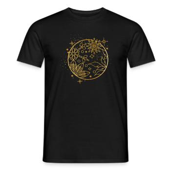 Ornement de boule de Noël dorée enchanteresse - T-shirt homme - noir - Devant - AI Model Male 178 light (178cm)