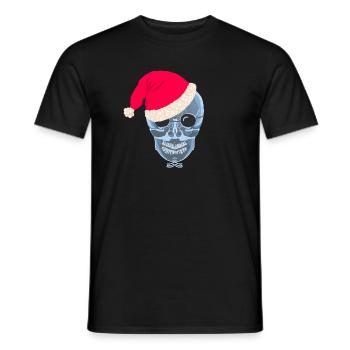 Chapeau de père Noël crâne aux rayons X, dessin - T-shirt homme - noir - Devant - AI Model Male 178 light (178cm)