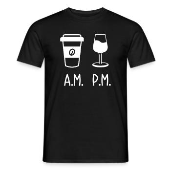 A.M. vs P.M. Coffee-Wine Silhouette - Men's T-Shirt - black - Front - AI Model Male 178 light (178cm)