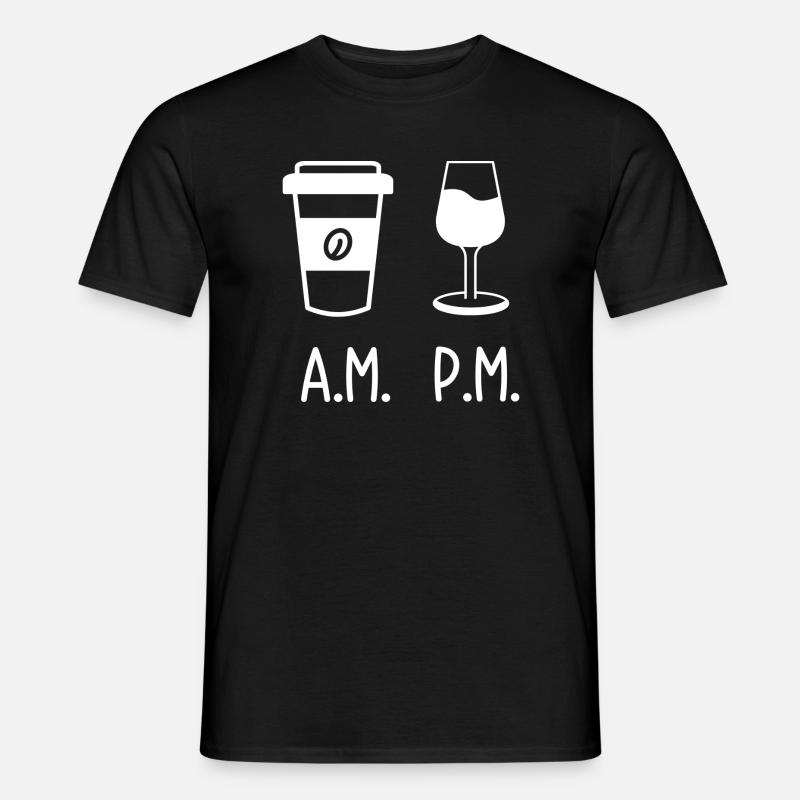 A.M. vs P.M. Kaffee-Wein Silhouette - Männer T-Shirt - Schwarz