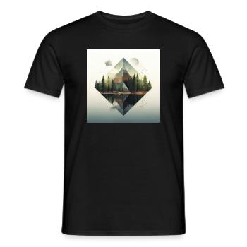 Waldpyramide und Spiegelungen - Männer T-Shirt - Schwarz - Vorne - AI Model Male 178 light (178cm)