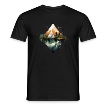 Geometric Mountains and Reflections - Men's T-Shirt - black - Front - AI Model Male 178 light (178cm)