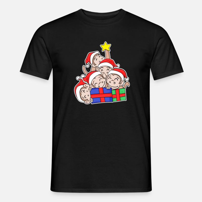 Monkey Monkey Christmas Tree Christmas - Men’s T-shirt - black