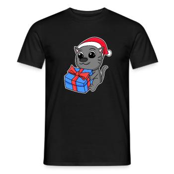 Chat Noël - T-shirt homme - noir - Devant - AI Model Male 178 light (178cm)