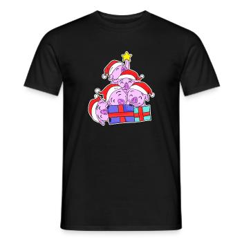 Pig Pigs Christmas Tree Christmas - Men's T-Shirt - black - Front - AI Model Male 178 light (178cm)