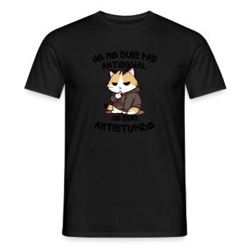 Chat Rebelle Hoodie Grinçant - T-shirt homme - noir - Devant - AI Model Male 178 light (178cm)