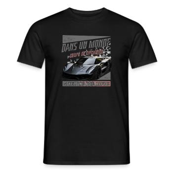 Dans un monde de vitesse automobile - T-shirt homme - noir - Devant - AI Model Male 178 light (178cm)
