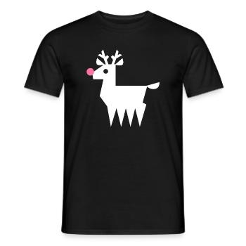 Rentier Rudolf L weiß mit neonpinker Nase - Männer T-Shirt - Schwarz - Vorne - AI Model Male 178 light (178cm)