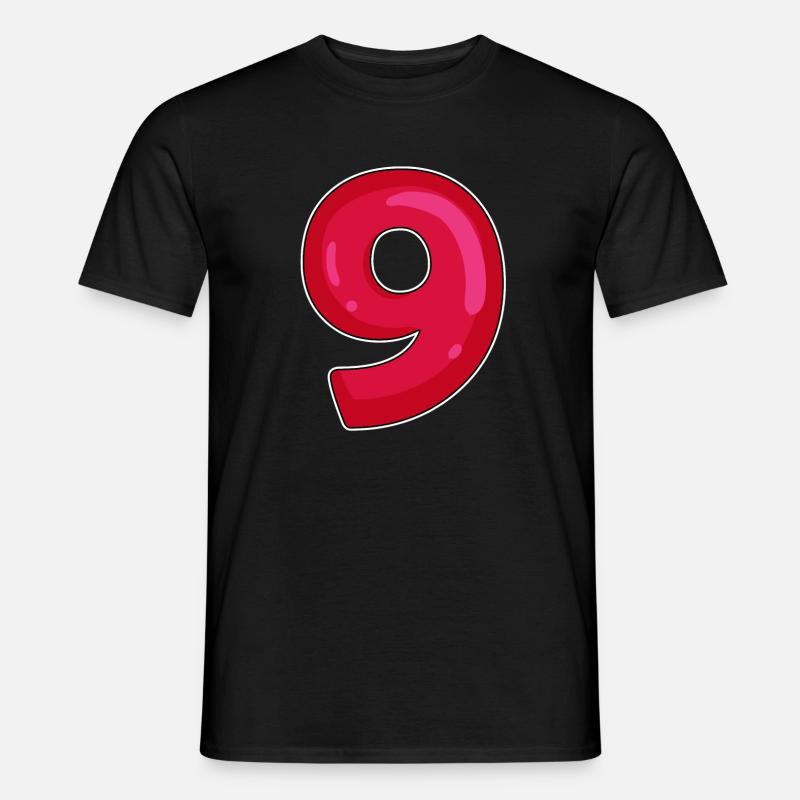 NEUN - 9 - Ziffer rot - Männer T-Shirt - Schwarz