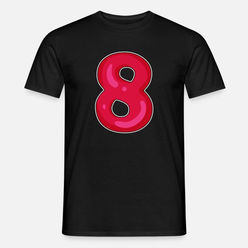 Zahl 8 Nummer Acht - Männer T-Shirt - Schwarz