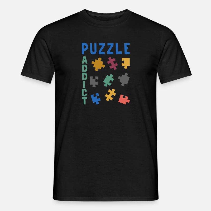 Süchtig nach Puzzles - Männer T-Shirt - Schwarz