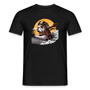 Bulldog Pilot - Männer T-Shirt - Schwarz - Vorne - AI Model Male 178 light (178cm)