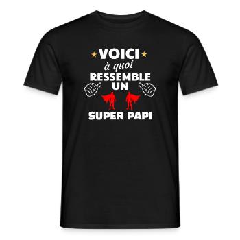 Message humoristique pour super papi - T-shirt homme - noir - Devant - AI Model Male 178 light (178cm)