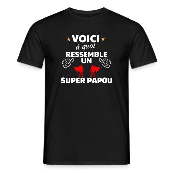 Héros Super Papou Thème Empowerment - T-shirt homme - noir - Devant - AI Model Male 178 light (178cm)
