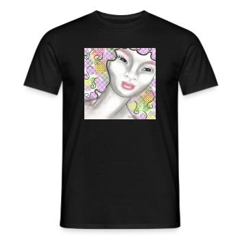 Kunstvolle Frauenportrait mit Pastellfarben - Männer T-Shirt - Schwarz - Vorne - AI Model Male 178 light (178cm)