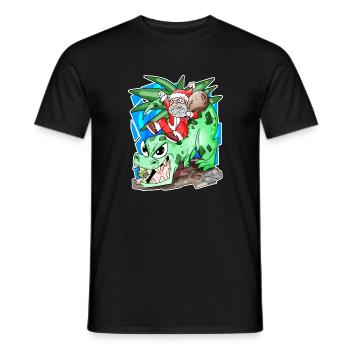 Père Noël sur Dino - T-shirt homme - noir - Devant - AI Model Male 178 light (178cm)