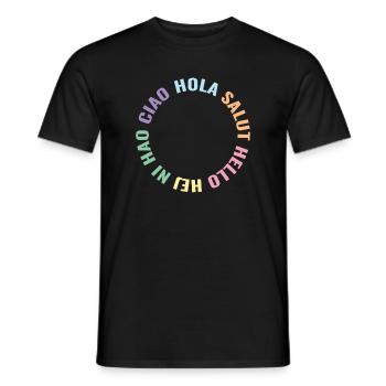 Hola Salut Hello Hej Ni Hao Ciao - Männer T-Shirt - Schwarz - Vorne - AI Model Male 178 light (178cm)