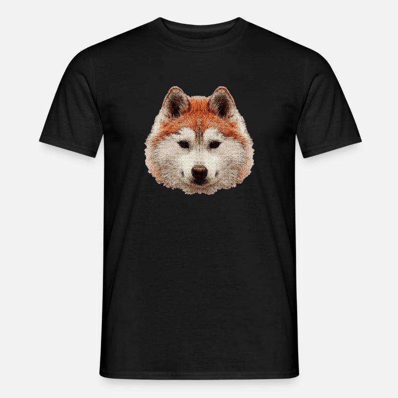 schlittenhunde, Huskykopf wasserfarboptik - Männer T-Shirt - Schwarz