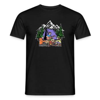 Camping Nature Campsite Camping Chilling Mountains - Men's T-Shirt - black - Front - AI Model Male 178 light (178cm)