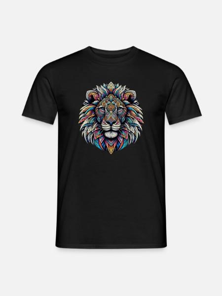 Löwe mit Mandalas verziert - Männer T-Shirt - Schwarz