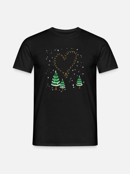 Winterwald Herz Sterne - Männer T-Shirt - Schwarz