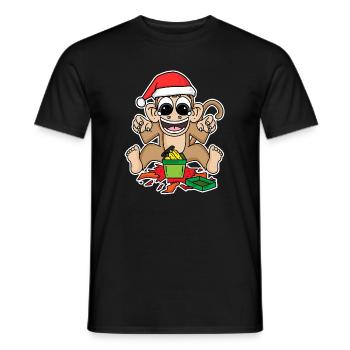 Singe avec chapeau de Noël - T-shirt homme - noir - Devant - AI Model Male 178 light (178cm)