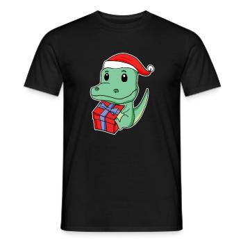 Crocodile avec bonnet de Père Noël - T-shirt homme - noir - Devant - AI Model Male 178 light (178cm)