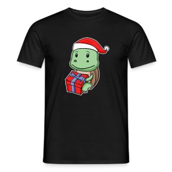 Tortue avec chapeau de Noël - T-shirt homme - noir - Devant - AI Model Male 178 light (178cm)