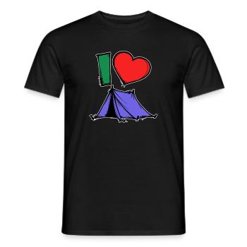 Déclaration de camping Randonneur Coeur Wanderlust Tentes - T-shirt homme - noir - Devant - AI Model Male 178 light (178cm)