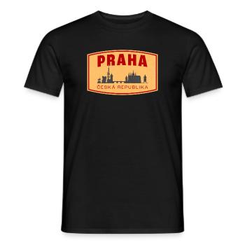 Emblème de la ligne d’horizon de Praha et de la ČR - T-shirt homme - noir - Devant - AI Model Male 178 light (178cm)
