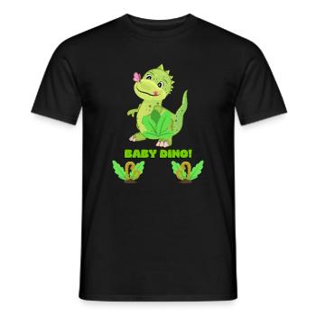 Cute Baby Dinosaur Fantasy Illustration - Men's T-Shirt - black - Front - AI Model Male 178 light (178cm)