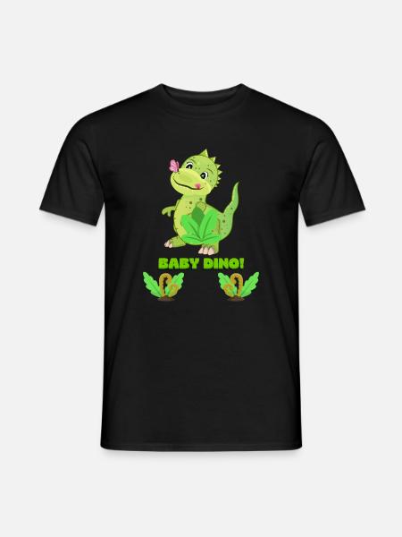 Cute Baby Dinosaur Fantasy Illustration - Men's T-Shirt - black