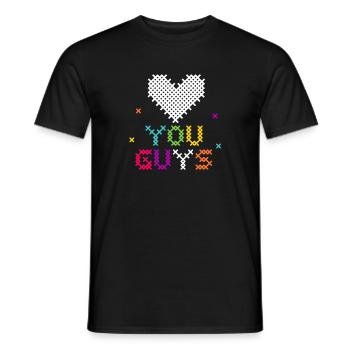 Kreuzstich Herz Liebe Typografie - Männer T-Shirt - Schwarz - Vorne - AI Model Male 178 light (178cm)