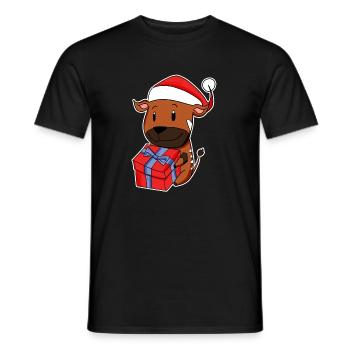 Antilope avec chapeau de Père Noël - T-shirt homme - noir - Devant - AI Model Male 178 light (178cm)
