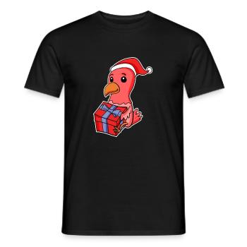 Poulet avec bonnet de Père Noël et cadeau de Noël - T-shirt homme - noir - Devant - AI Model Male 178 light (178cm)