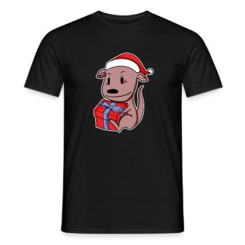 Kangourou avec bonnet de père Noël et cadeau de Noël - T-shirt homme - noir - Devant - AI Model Male 178 light (178cm)