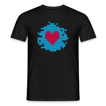 Heart Knit Pattern Christmas ugly christmas Xmas - Men's T-Shirt - black - Front - AI Model Male 178 light (178cm)