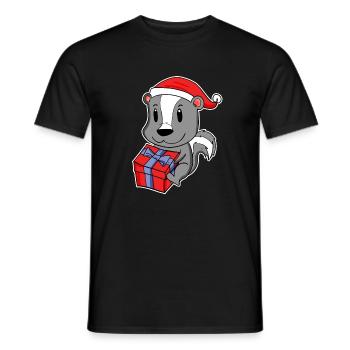 Skunk avec chapeau de Noël - T-shirt homme - noir - Devant - AI Model Male 178 light (178cm)