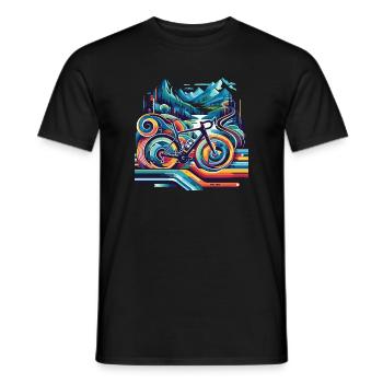 Vélo aux lignes ondulées - T-shirt homme - noir - Devant - AI Model Male 178 light (178cm)