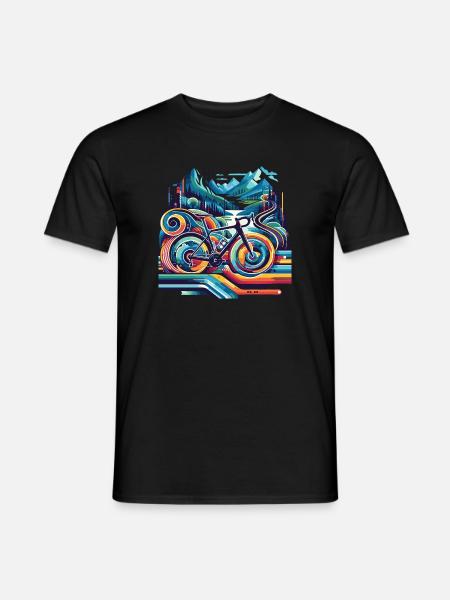 Bicycle with wavy lines - Men's T-Shirt - black